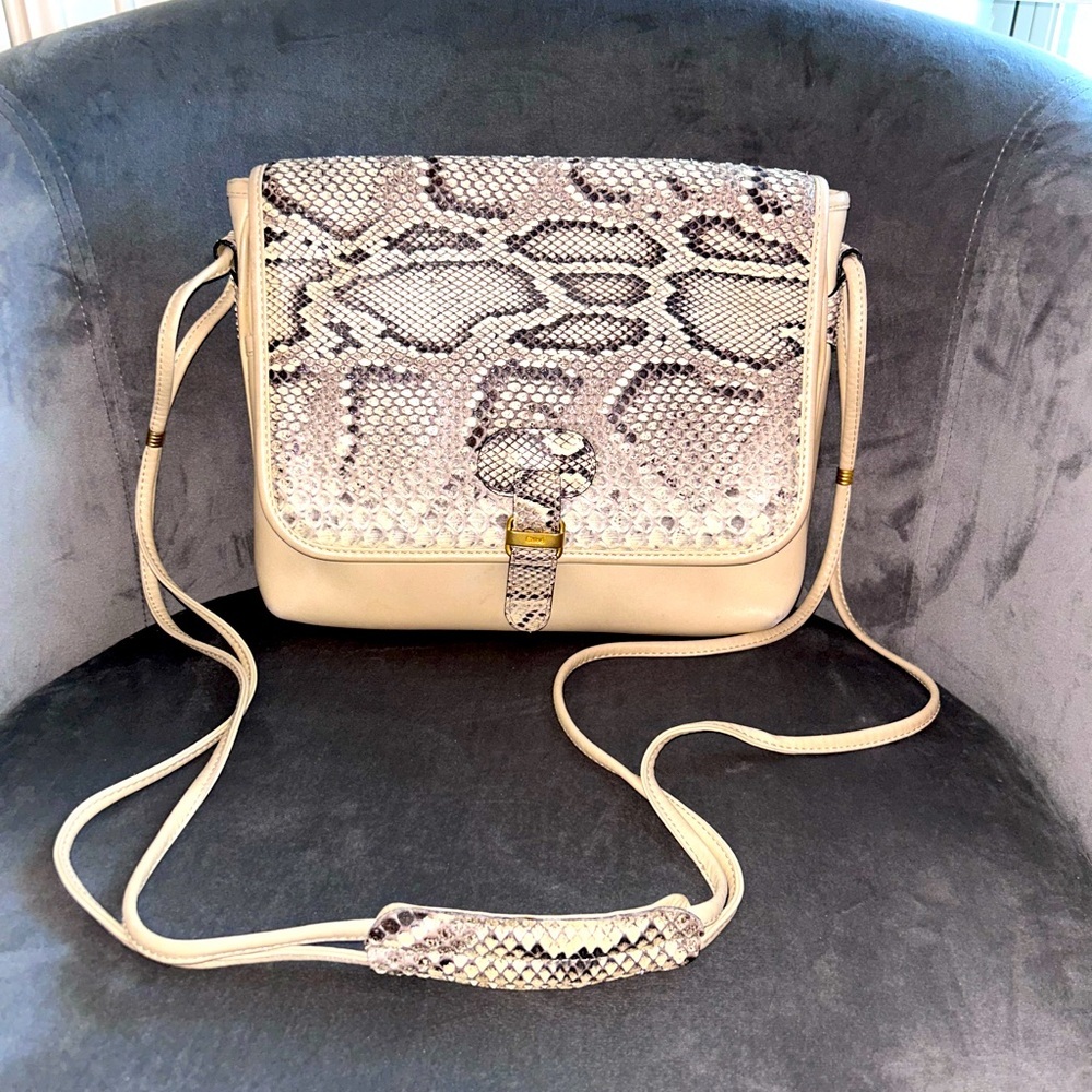 REDUCED!!!! Chloe snakeskin/ cream leather crossbody